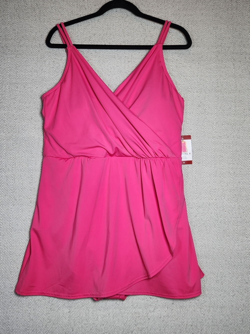 Lands' End Tulip Wrap Hot Pink One-Piece Swimdress Womens XL